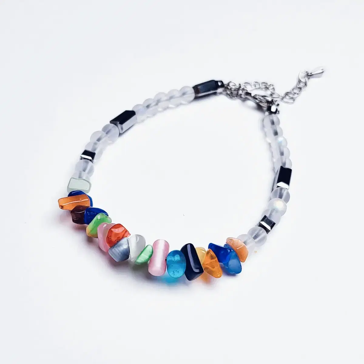 [Handmade] Cat&#x27;s eye glass beads and gemstone bracelet