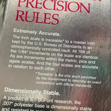 Product Descriptions for Schaedler Precision Rules