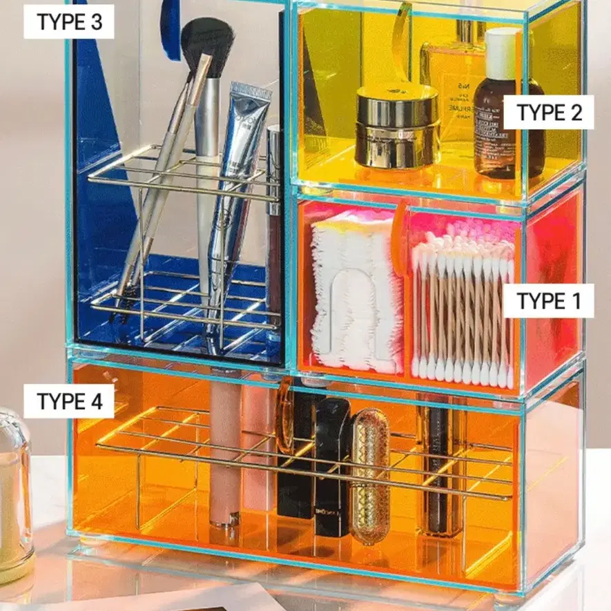 컬러 아크릴 화장품 수납 보관함 모던미드센추리 인테리어용
