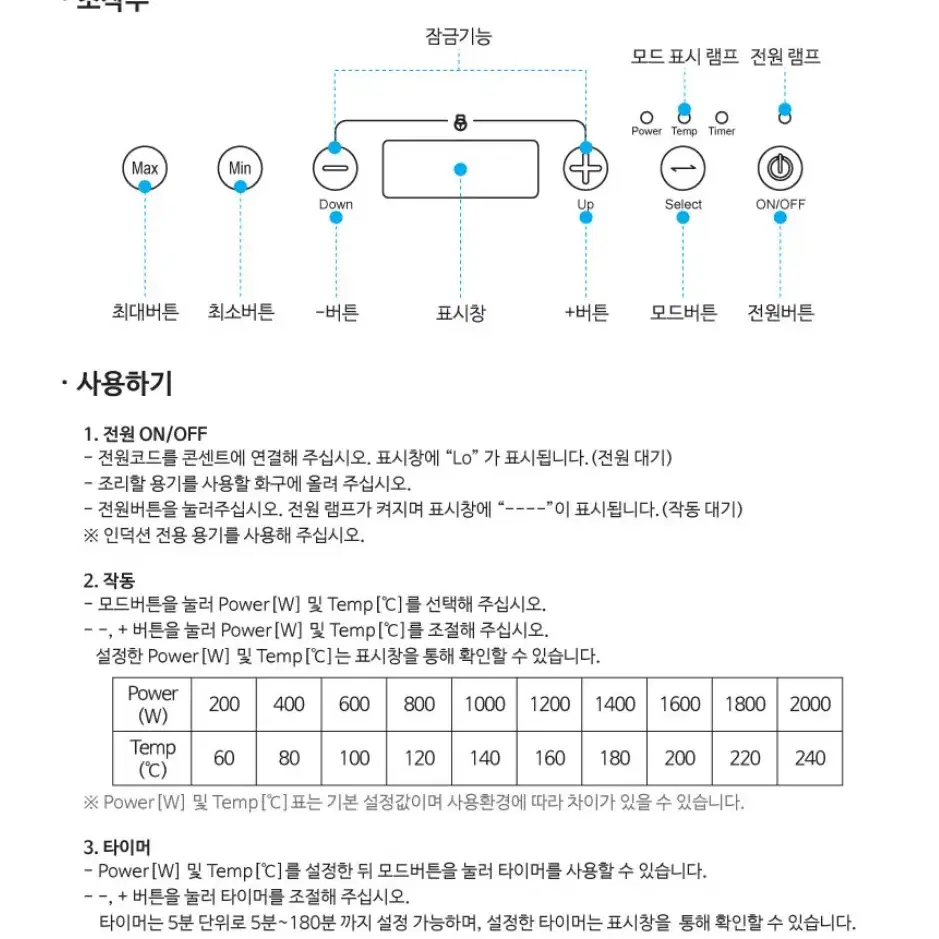 [미개봉 새제품] 비스카 사각 1구 인덕션(2000W)