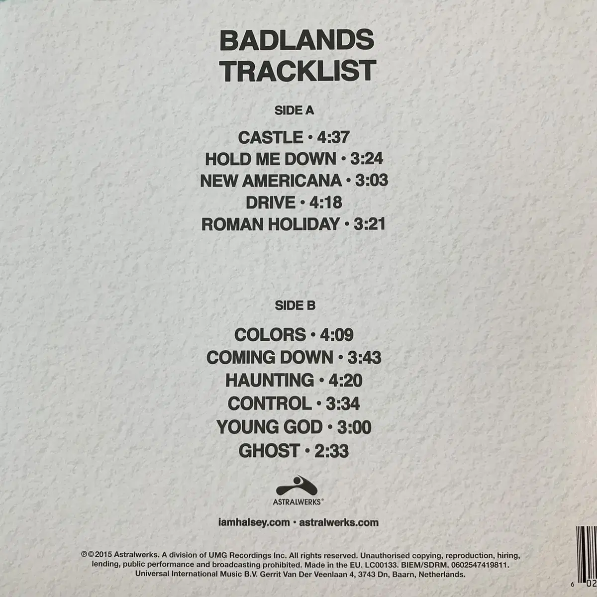 *LP한정반*Halsey:할시*Badlands*