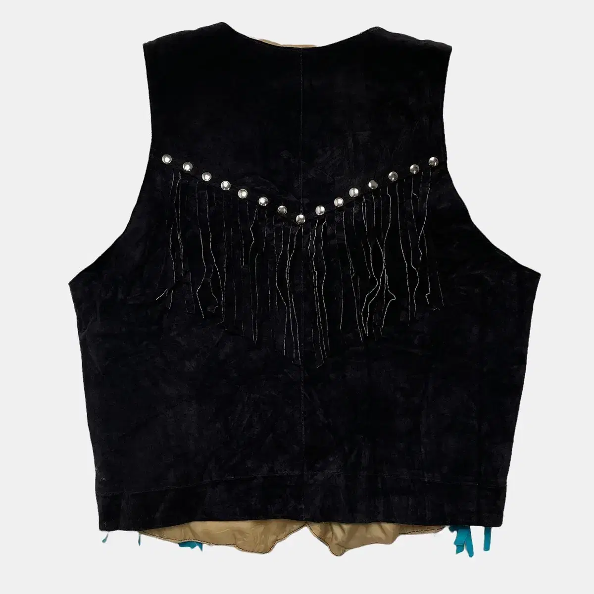 Vintage Coloration Leather Fringe Vest