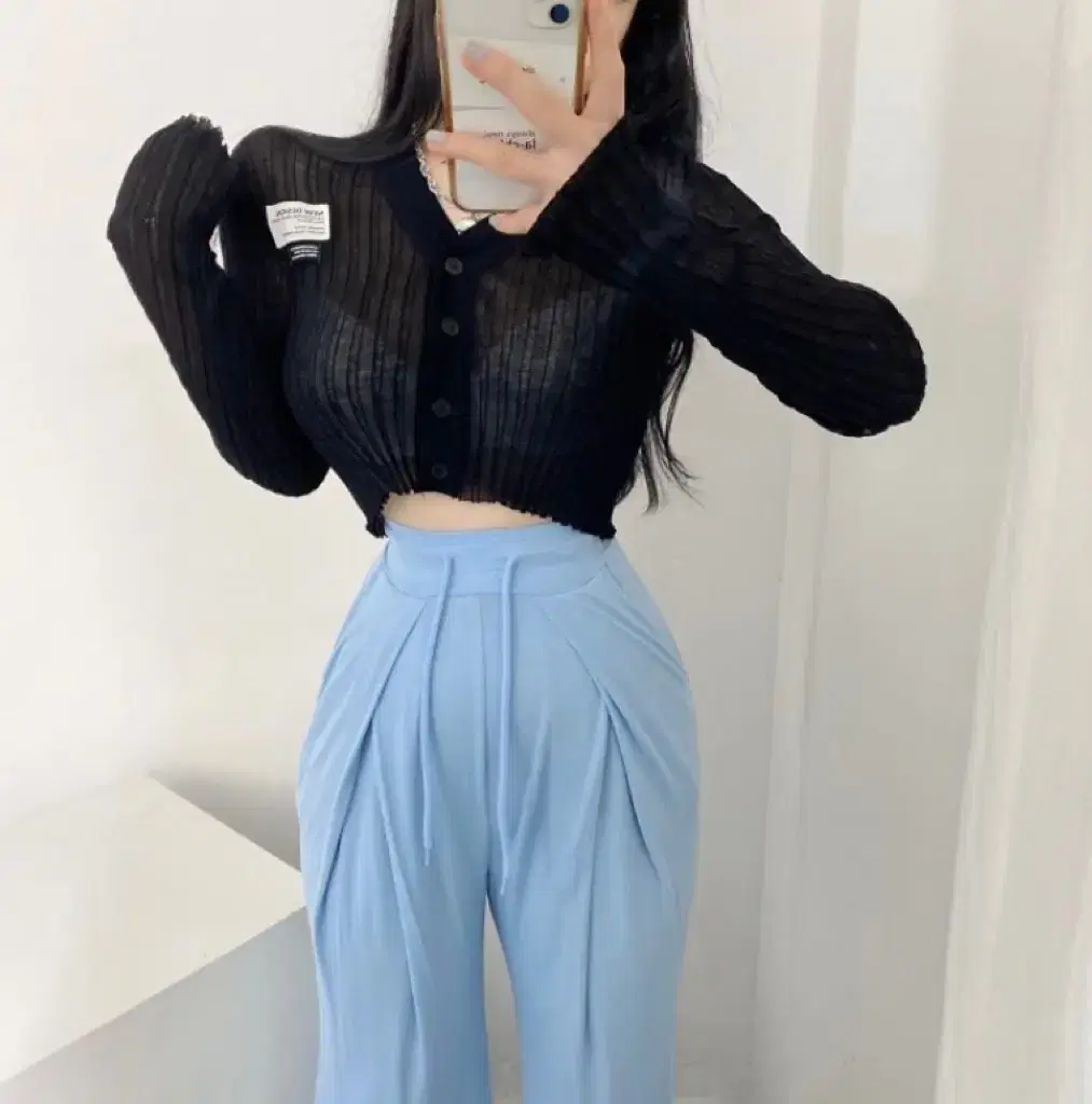 Chalang high-waisted banting pintuck long pants