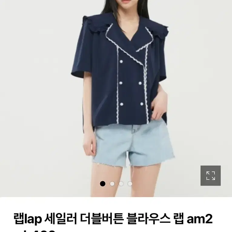 12시까지 할인)LAP 세일러 더블버튼 블라우스