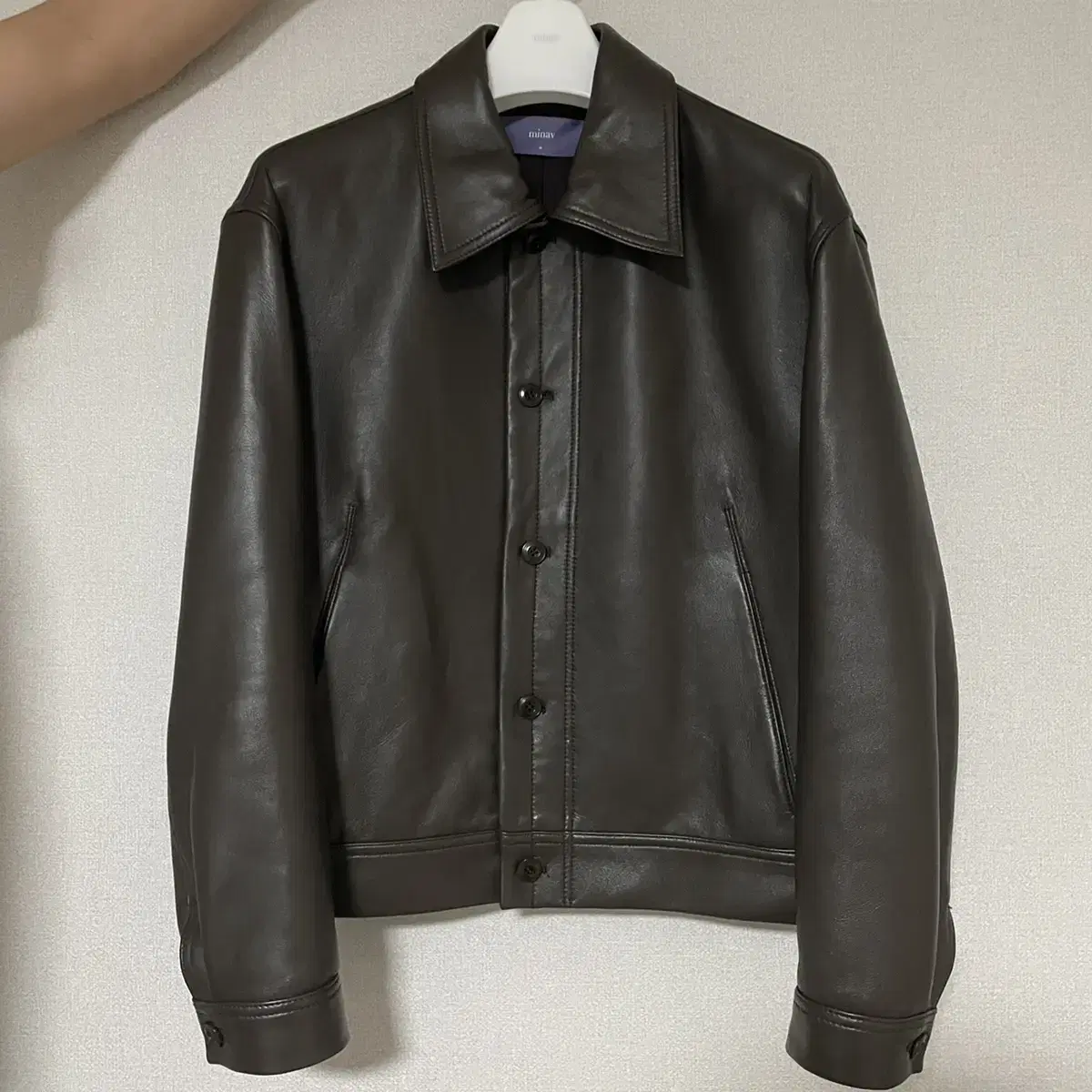 [M] Minav Ambassador Lambskin Crop Jacket Brown