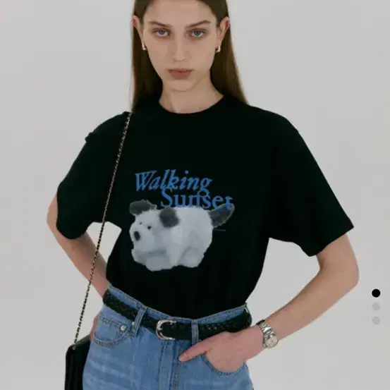 던스트UNISEX WALKING SUNSET PUPPY T-SHIRT