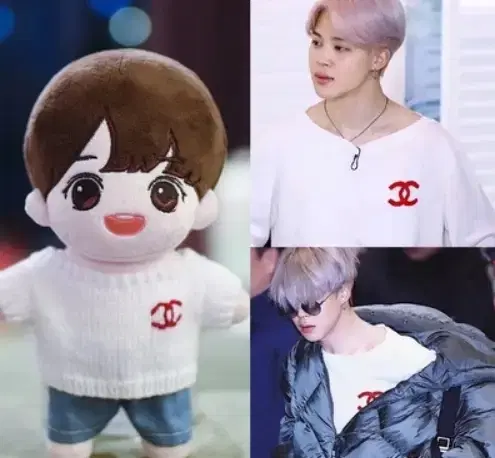 BTS  방탄소년단 지민 화이트 샤* 니트 티셔츠 인형옷 15CM20CM