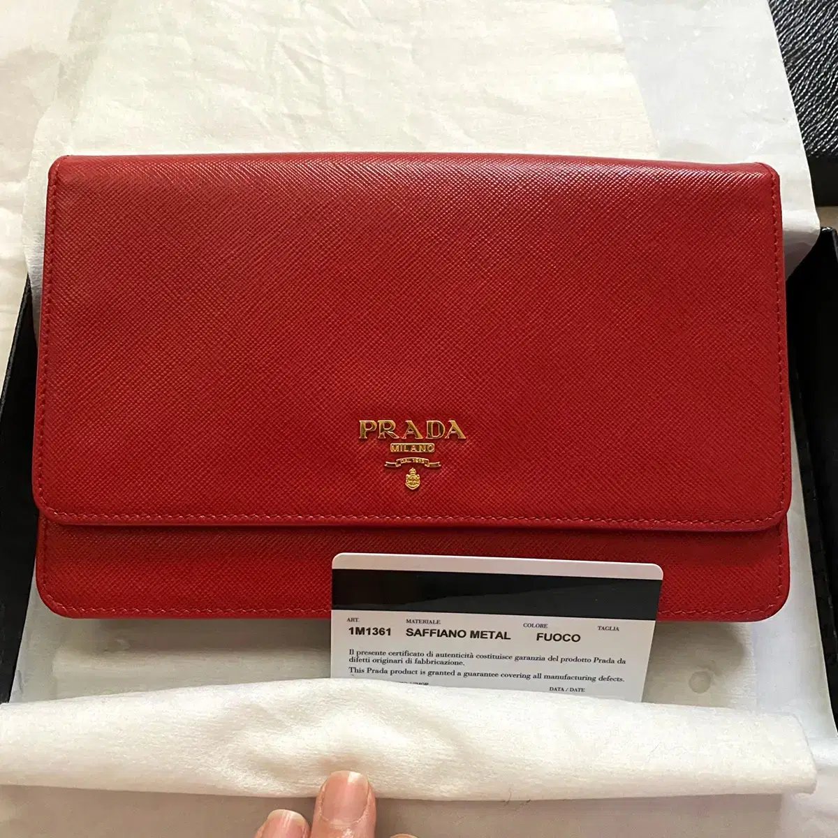 PRADA 프라다 사피아노 거울 woc ( 티파니woc )