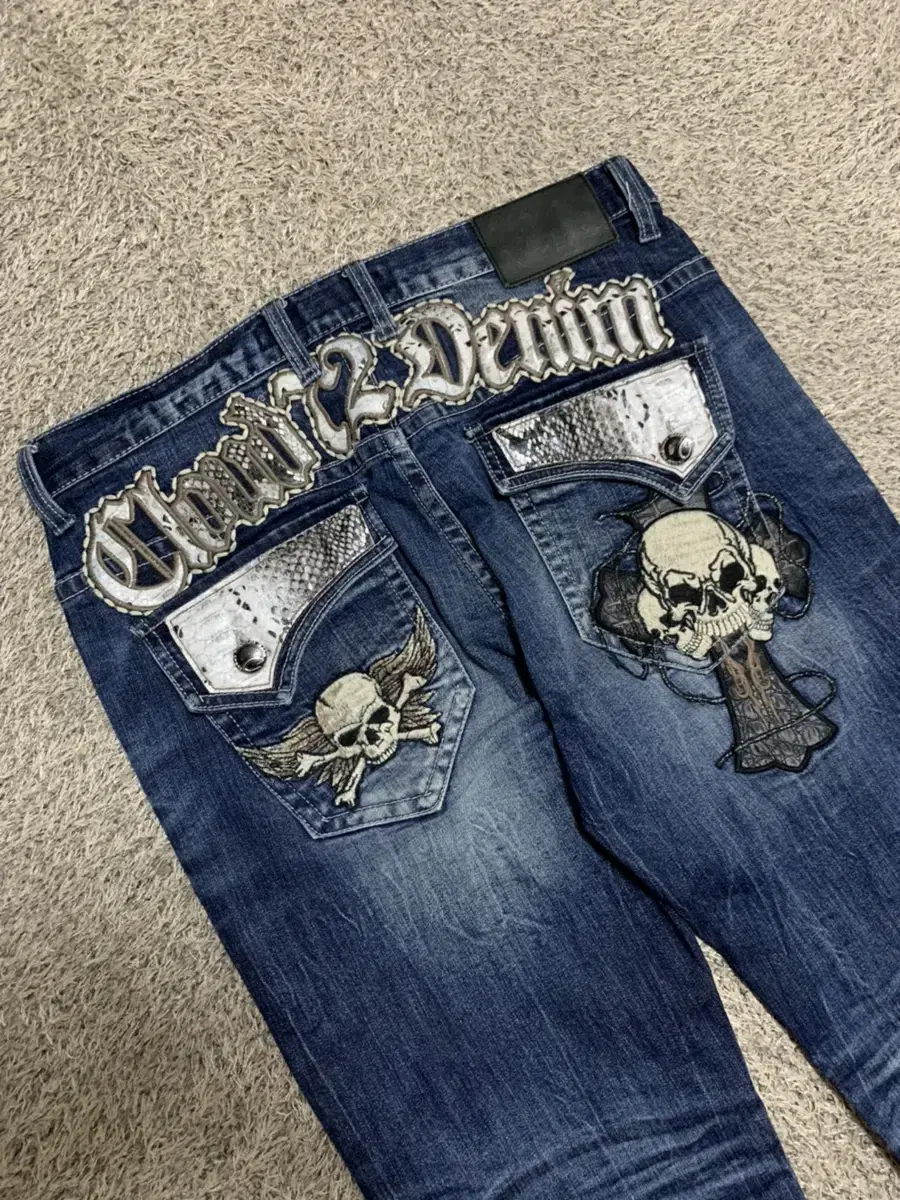 Punk Cloud Snake Skull Cross Jeans