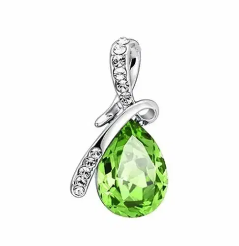 New green krystal droplet chain necklace gift jewelry luxury