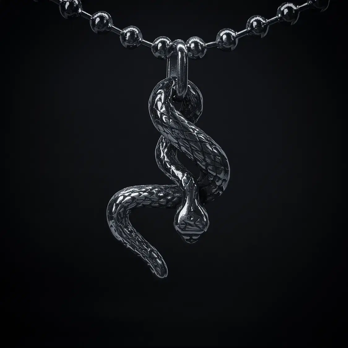 Ball chain on the snake no.2 necklace