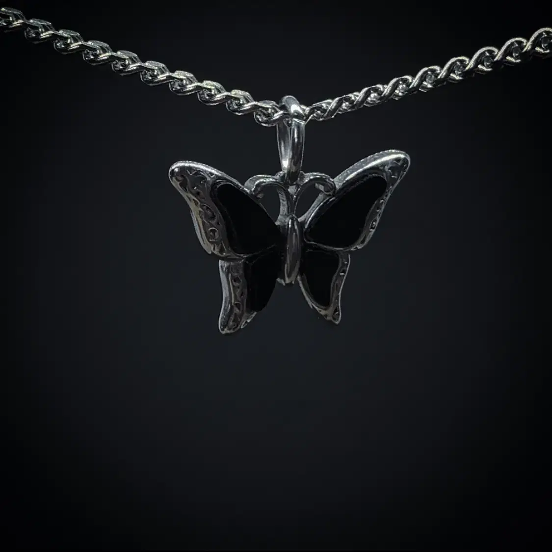 Black Butterfly on the chain necklace