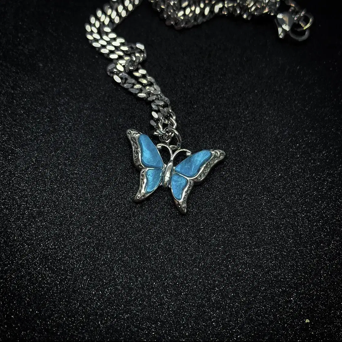 Sky blue butterfly necklace