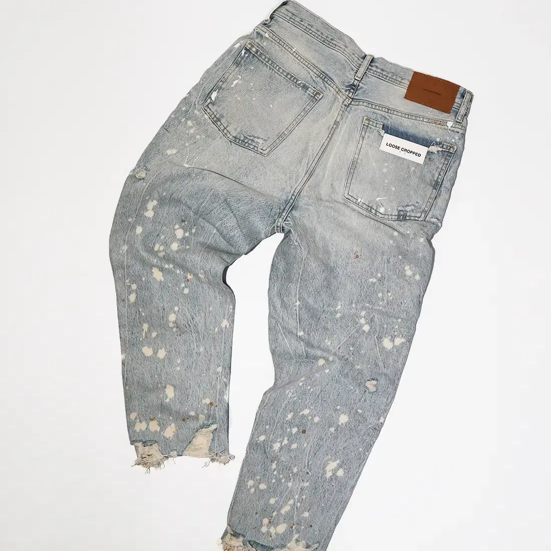 ZARA Loose Cropped Destroyed Denim