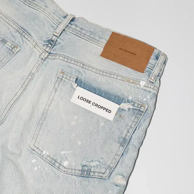 ZARA Loose Cropped Destroyed Denim