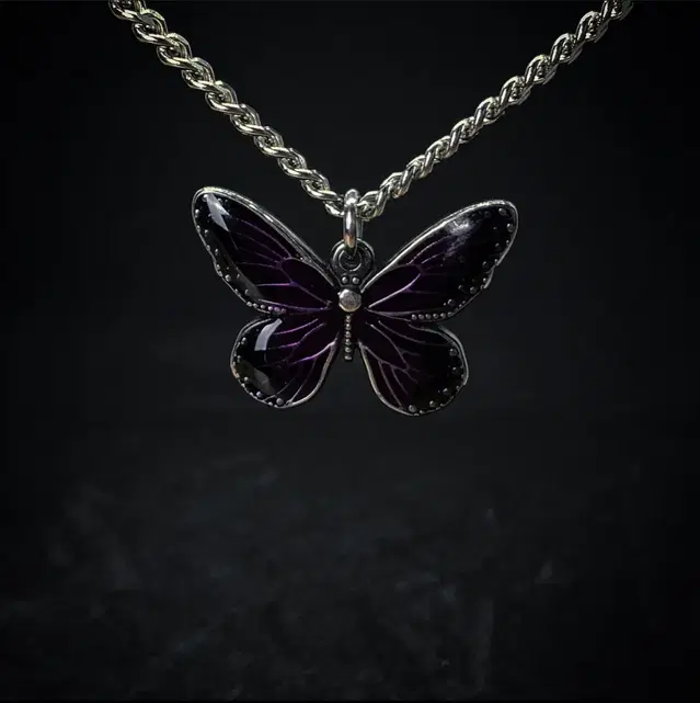 Purple butterfly on the chain necklace