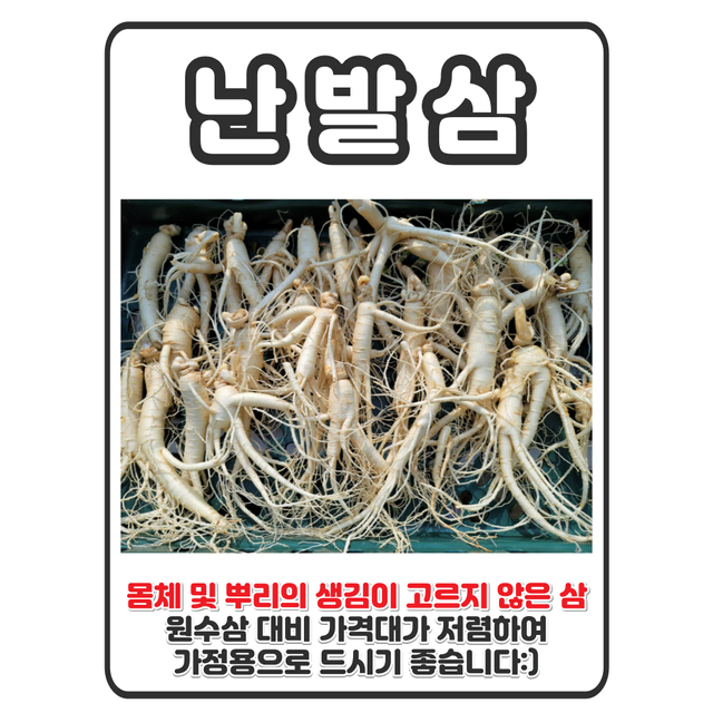 중 난발삼 300g 4~5뿌리 내외 금산인삼 산지직송