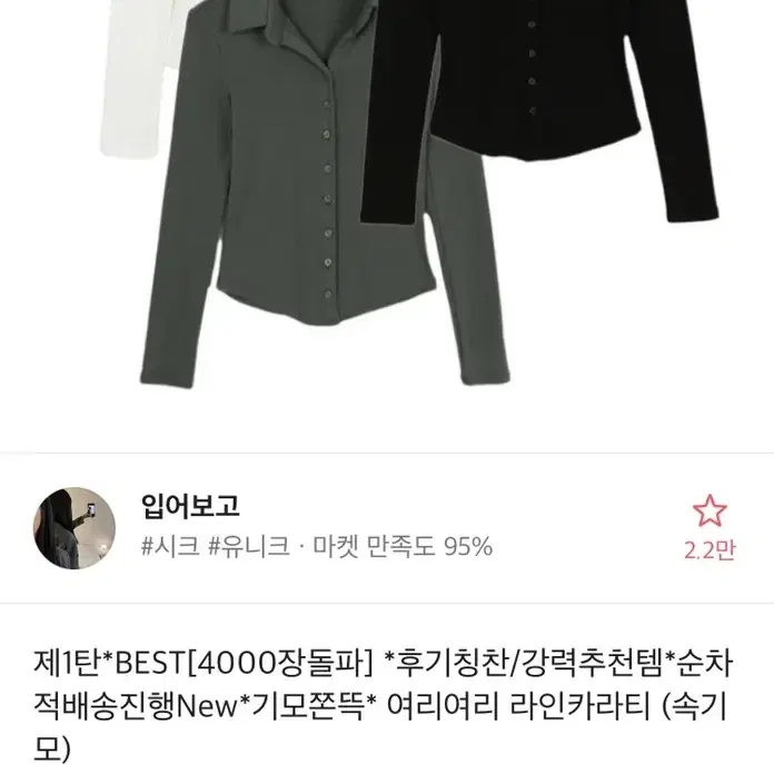 입어보고 단추 라인 카라티