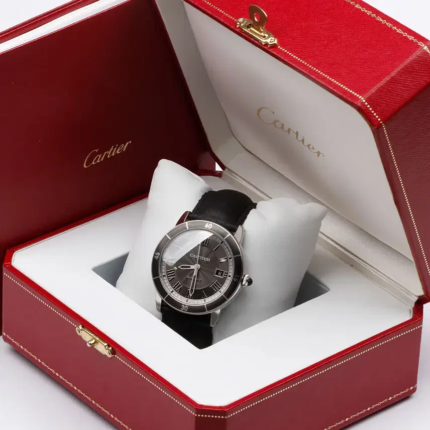 까르띠에 롱드 크로아지에르 XL 42mm 오토 블랙다이얼 16년 풀구성 사진 1