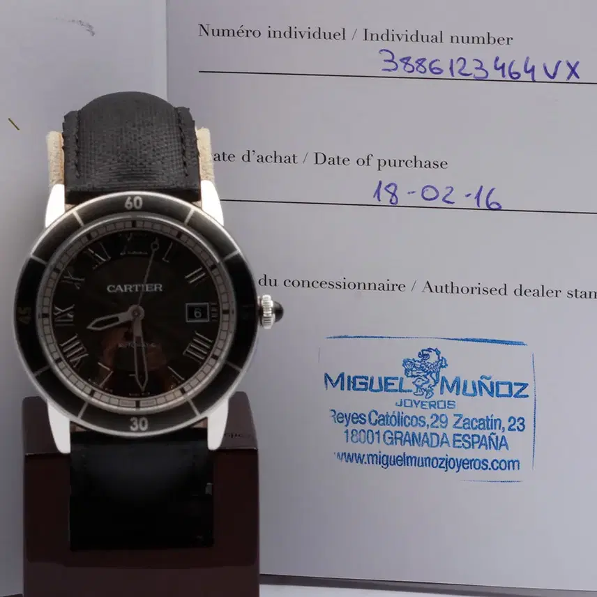 까르띠에 롱드 크로아지에르 XL 42mm 오토 블랙다이얼 16년 풀구성 사진 4