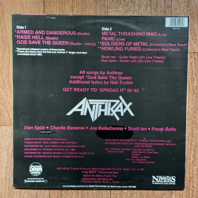 anthrax lp 앤스랙스 준라이센스 빽판