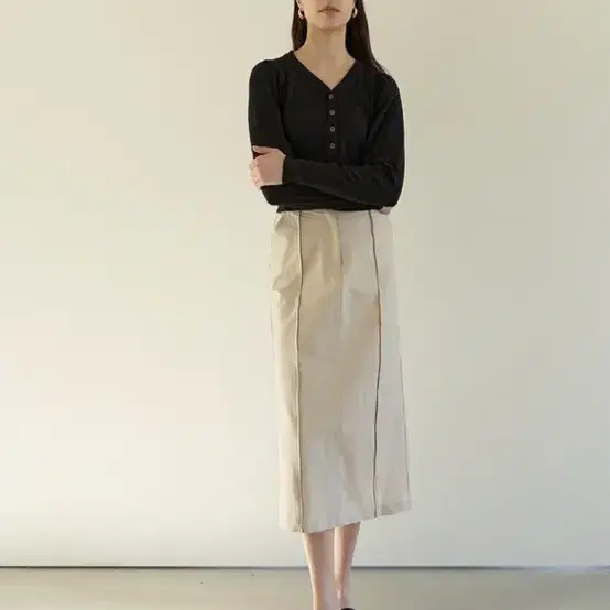 mohan 모한 cotton pintuck midi skirt 스커트