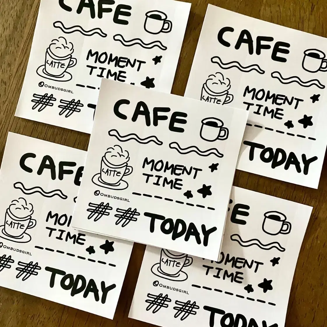 CAFE TODAY 드로잉스티커 다꾸용품 다꾸스티커 7장 사각스티커 인스