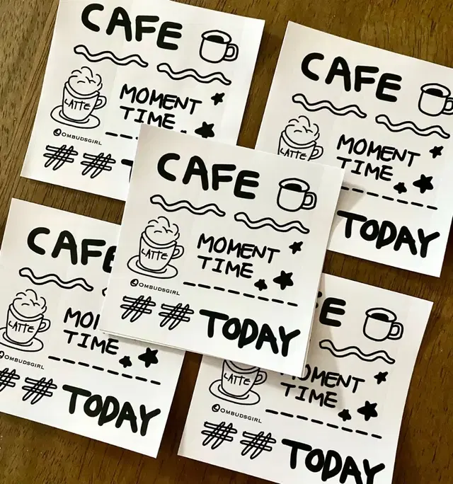 CAFE TODAY 드로잉스티커 다꾸용품 다꾸스티커 7장 사각스티커 인스