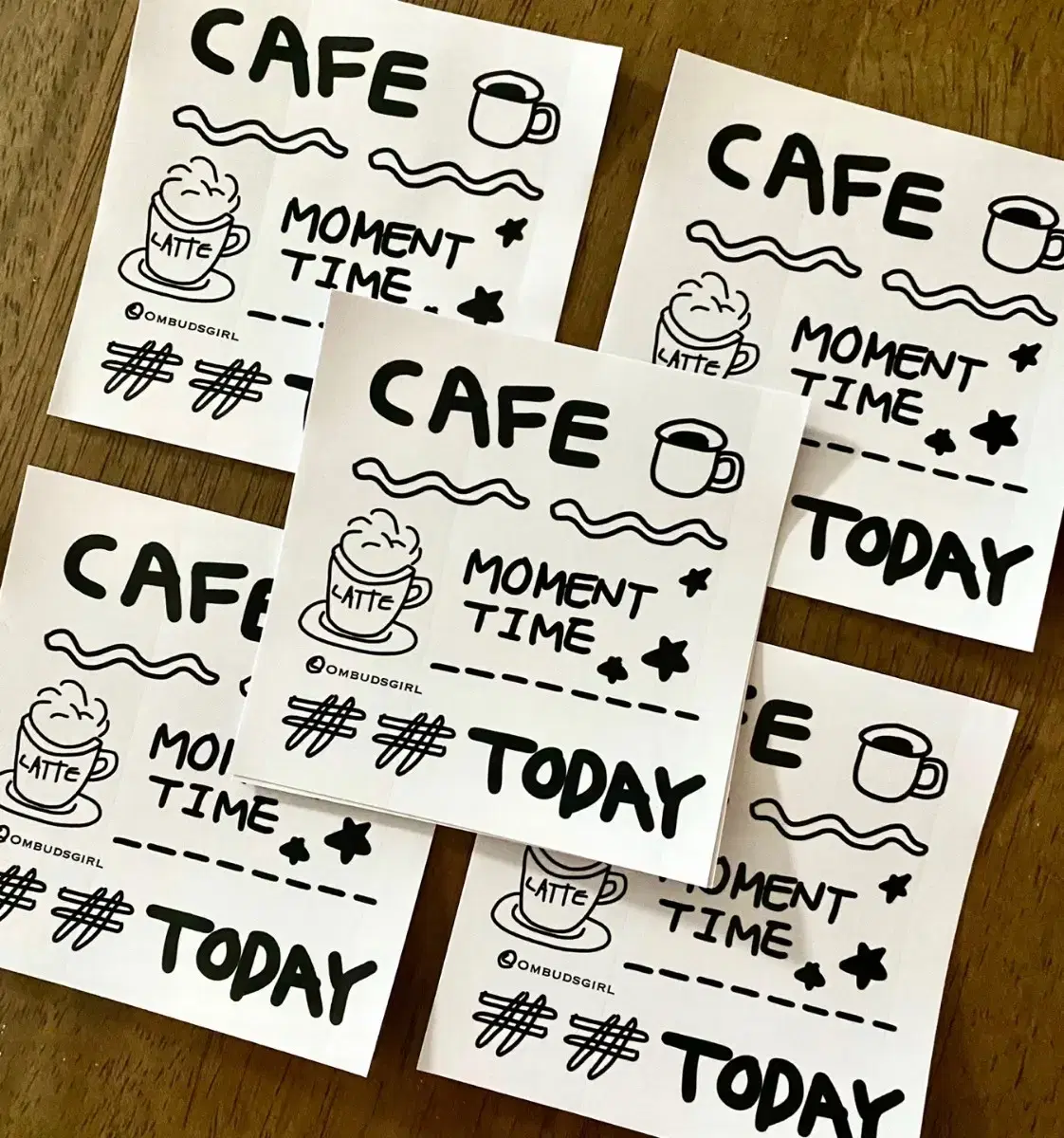 CAFE TODAY 드로잉스티커 다꾸용품 다꾸스티커 7장 사각스티커 인스