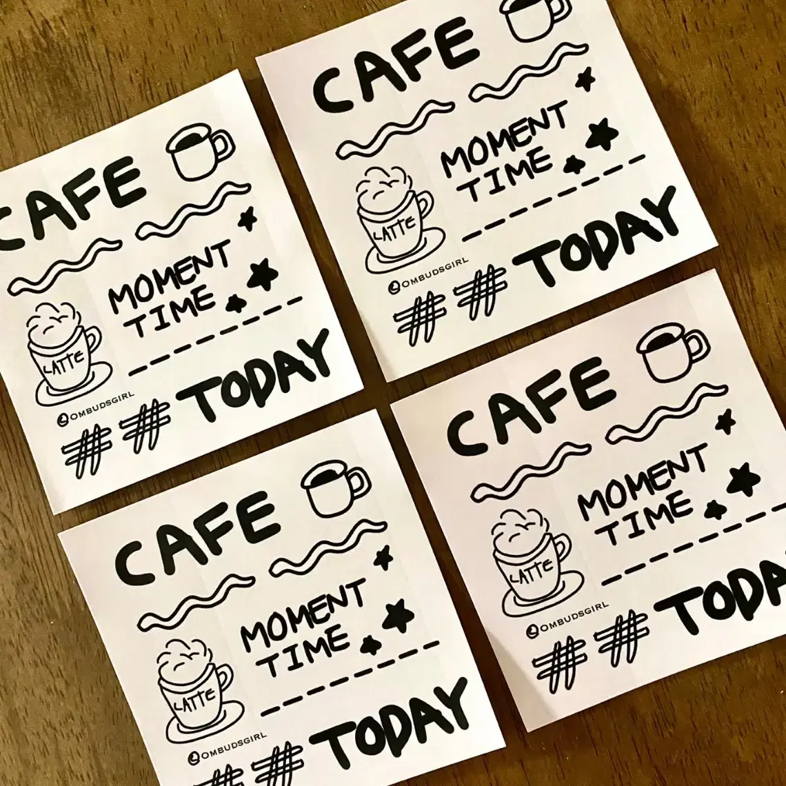 CAFE TODAY 드로잉스티커 다꾸용품 다꾸스티커 7장 사각스티커 인스