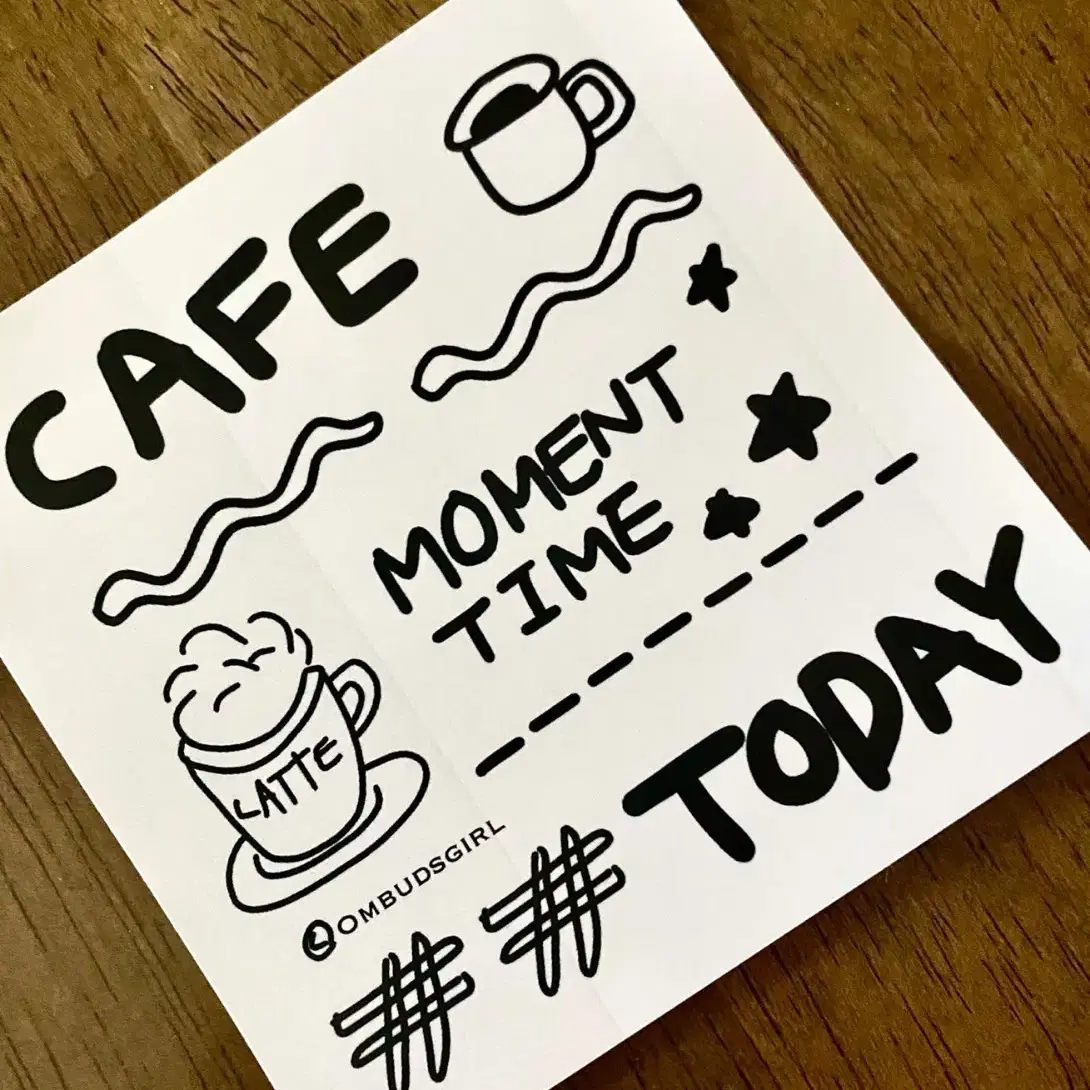 CAFE TODAY 드로잉스티커 다꾸용품 다꾸스티커 7장 사각스티커 인스