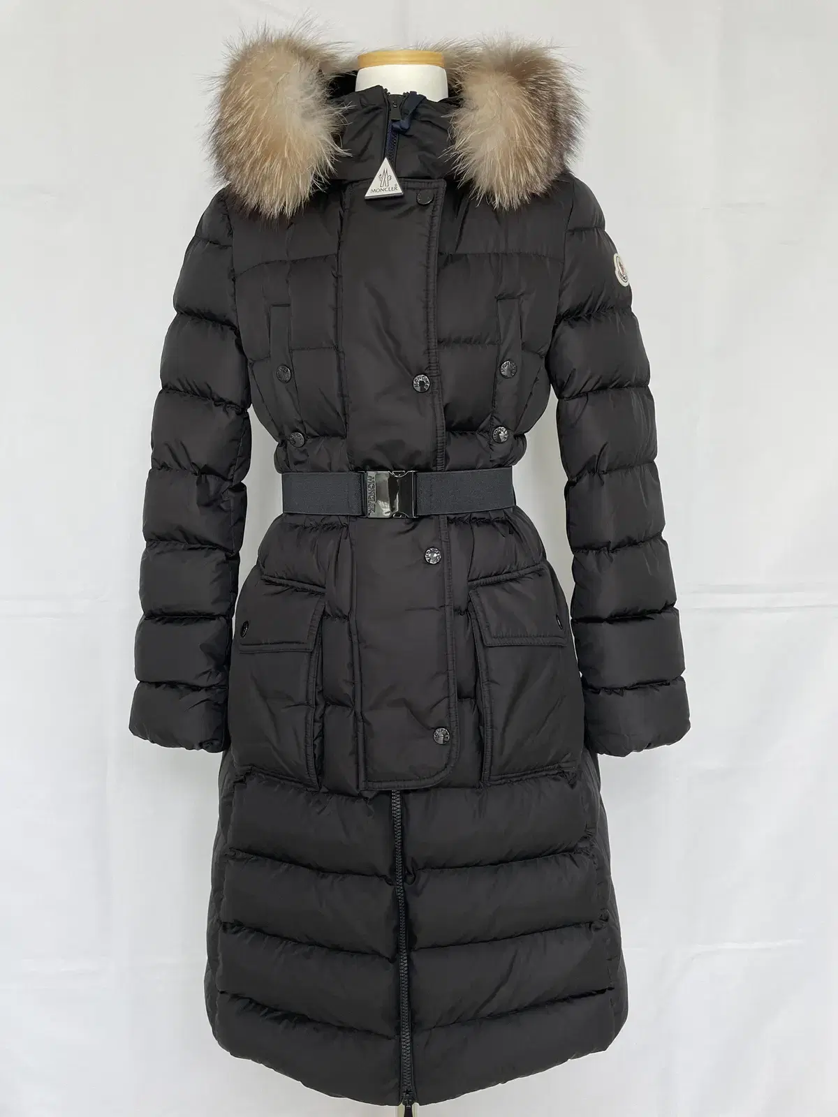 Moncler Chloé Fox Fur Women's Long Padded Black 0/1/2 size