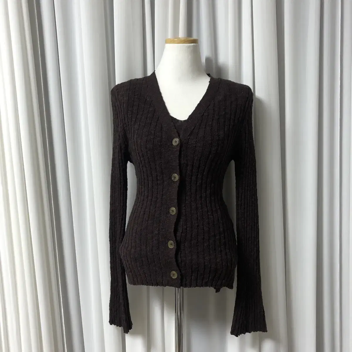 [BLA] Brown knit cardigan nashi set