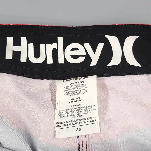 HURLEY 헐리 레드 네이비 배색 패턴 포켓 빅자수로고 폴리100 트랙