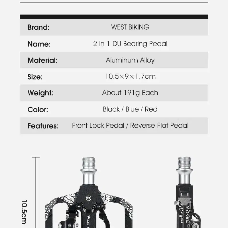 웨스트바이킹 자전거 MTB 겸용 클릿 평페달 페달 YP2086