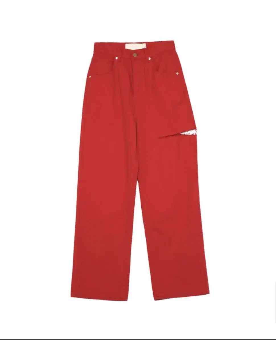 Cut-off cotton pants red