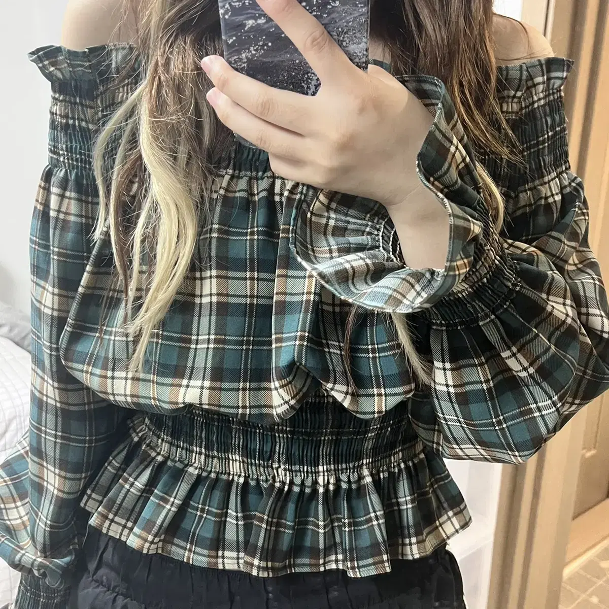 [Sell clothes] Checked blouse