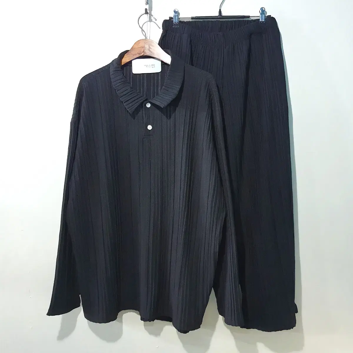 FW신상) Pleated karati, wide pants set 2color