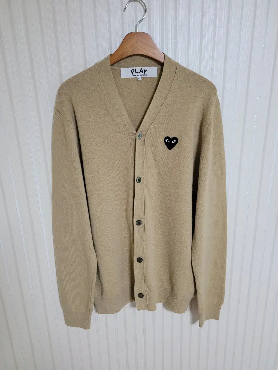 Comme des Garçons Song Beige Black Waffen Men's Cardigan XL 220826