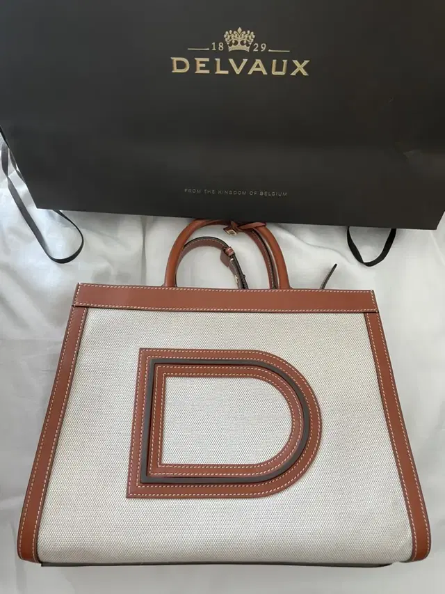 델보Delvaux 프레임 D 토트 브랜디 가방