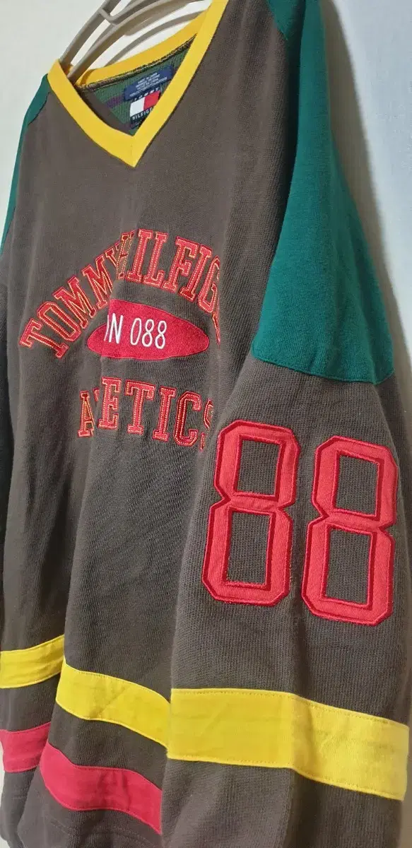 Tommy Hilfiger Old School Spellout Hockey Jersey Sweatshirt Size L