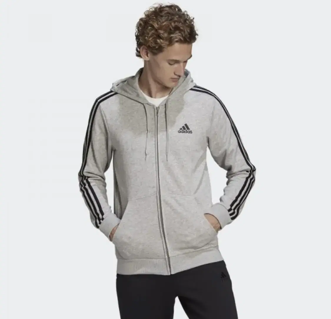 Adidas Gray Jersey Hoodie Zip Up