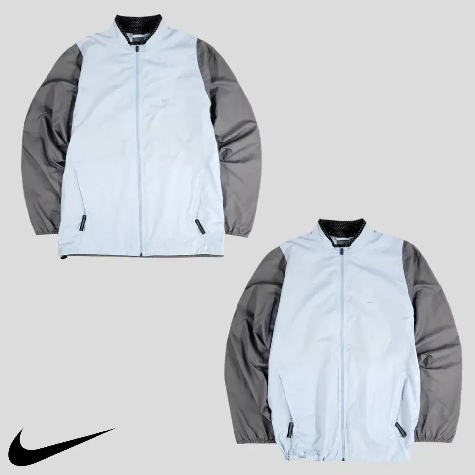 Nike 00s Deep Gray Sky Blue Sora Swoosh Reflective Woven Windbreaker