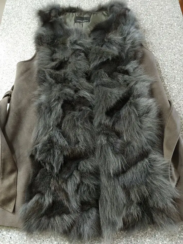 100% fox fur long vest