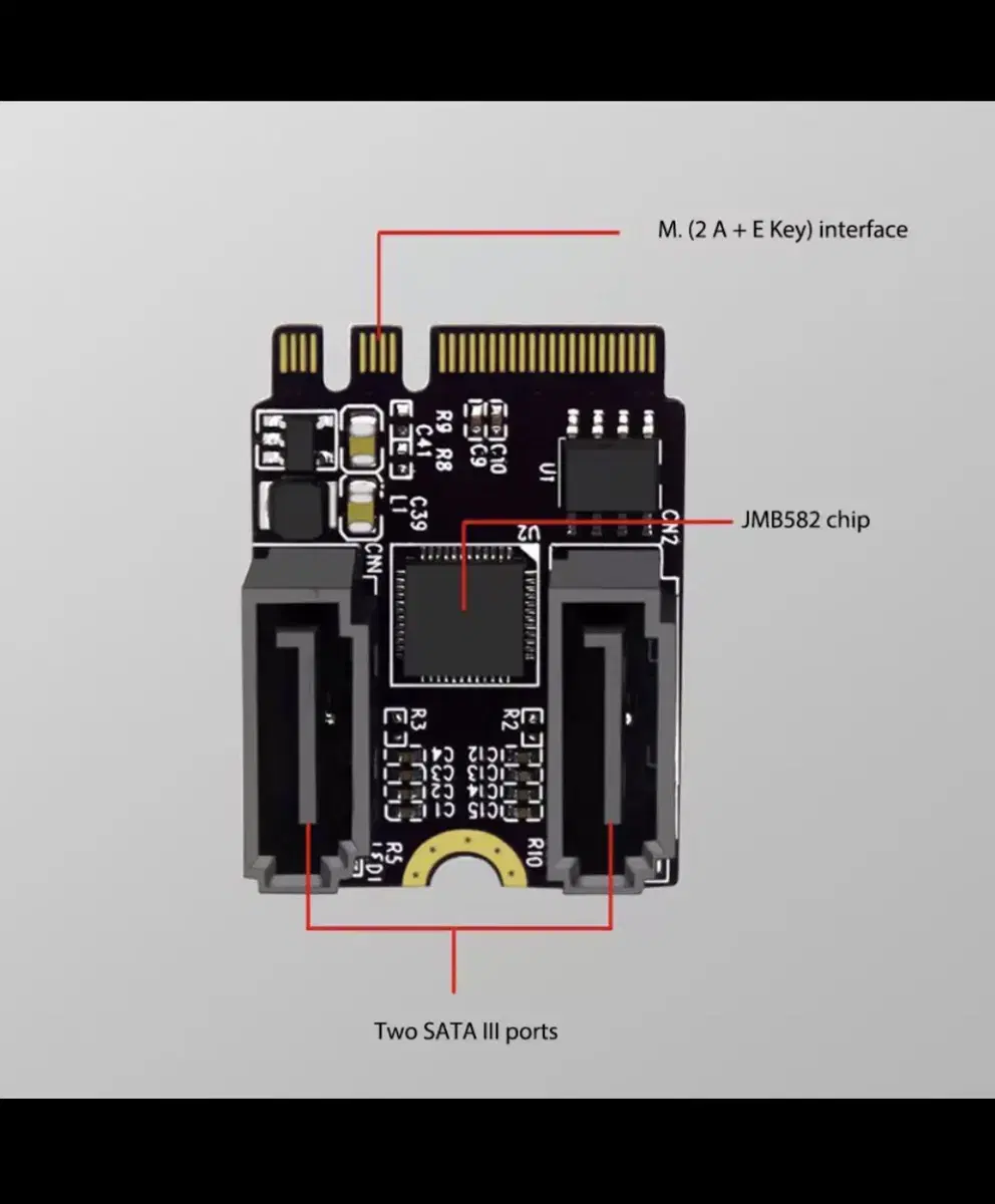 m2 슬롯 sata 2포트 확장카드