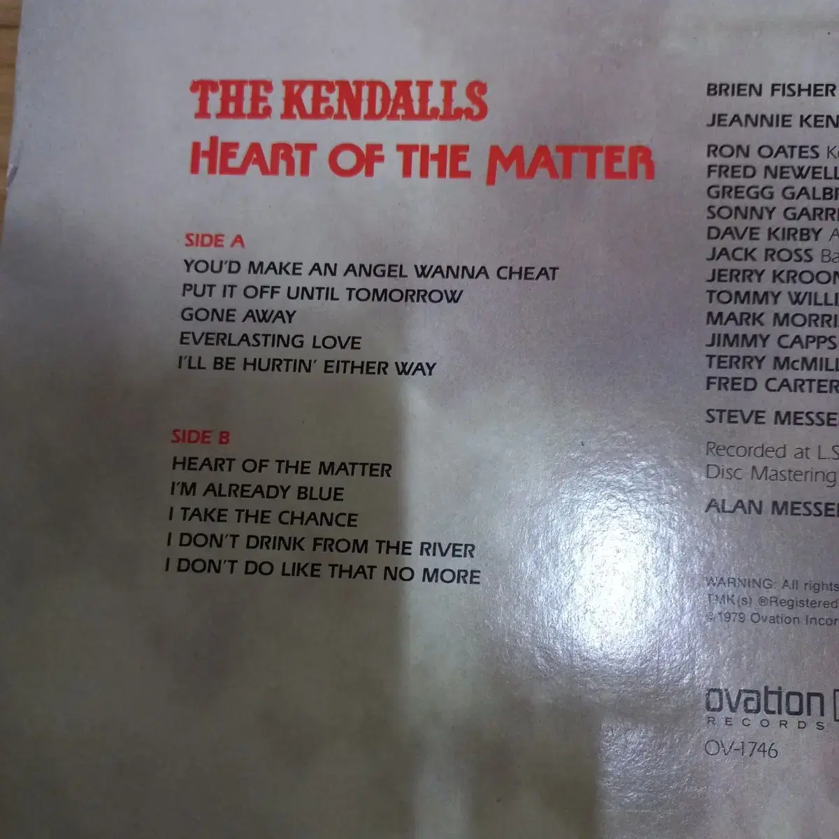 Lp중고 KENDALLS / HEART OF THE MATTER 음반 판