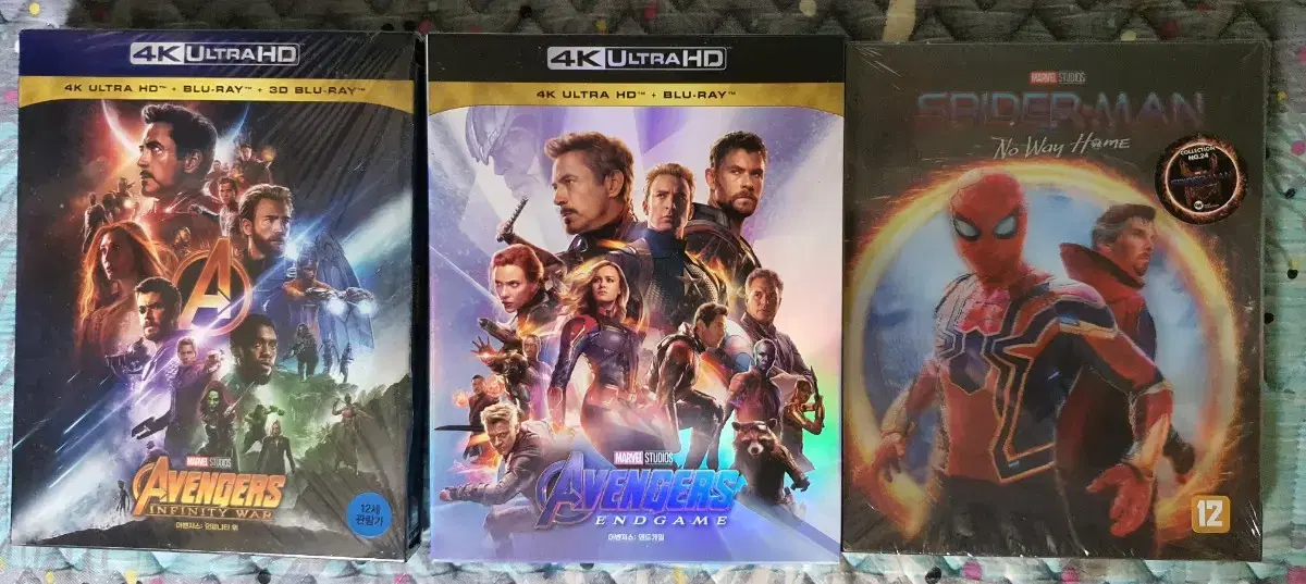 Marvel 4K blu-ray Infinity War, Endgame, Spider-Man: No Way Home