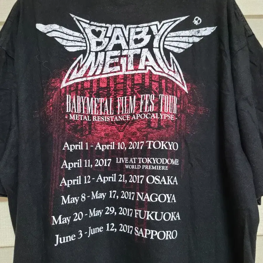 baby metal 2017 tour shirts 베이비메탈 빈티지티셔츠