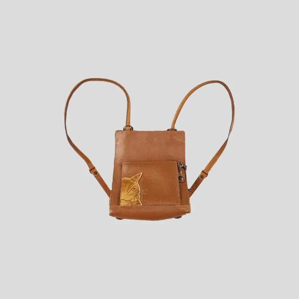 WACHIFIELD Brown cowhide cat patch mini backpack