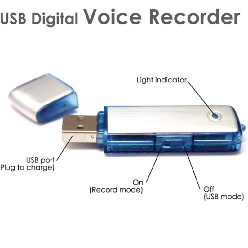 NEW 파랑색 8GB USB 메모리 미니 녹음기 보급형 디지털 150시간